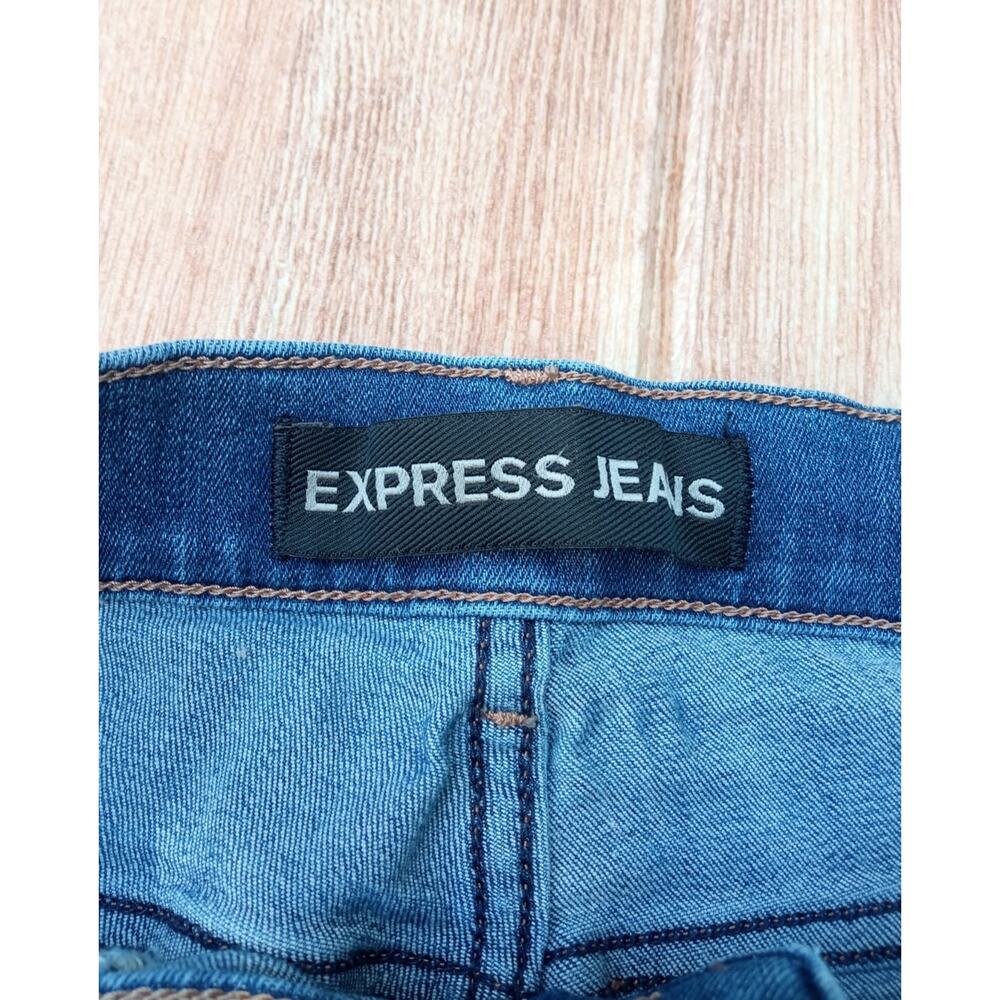 Express Jeans Women's High Rise Legging Distressed Stretch Blue Size 4 R - Picture 5 of 8
